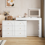 Rotating Dressing Table, LED Lighting, Vanity/Office Table, White