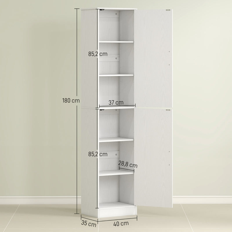 Bathroom Cabinet Narrow Tall 2 Doors Adjustable Shelves, White