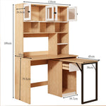 Computer Desk Shelf Cabinet Work Desk 180cm, White Natural