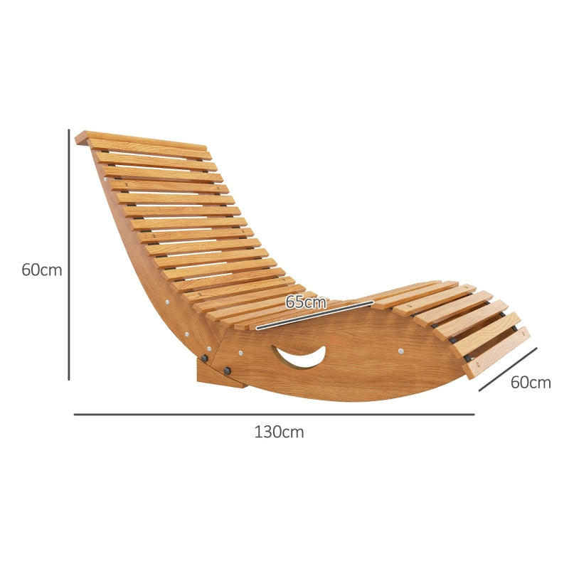 Outdoor Rocking Chair High Back Adjustable Pine Wood - Light Brown