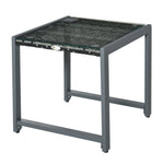 Garden/Side Table Tempered Glass Polyrattan Aluminum