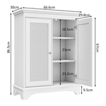Bathroom Cabinet, Floor-Standing with Basket Door & Adjustable Shelf, White