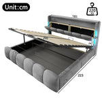 Upholstered Storage Bed 180x200 cm with LED in Velvet
