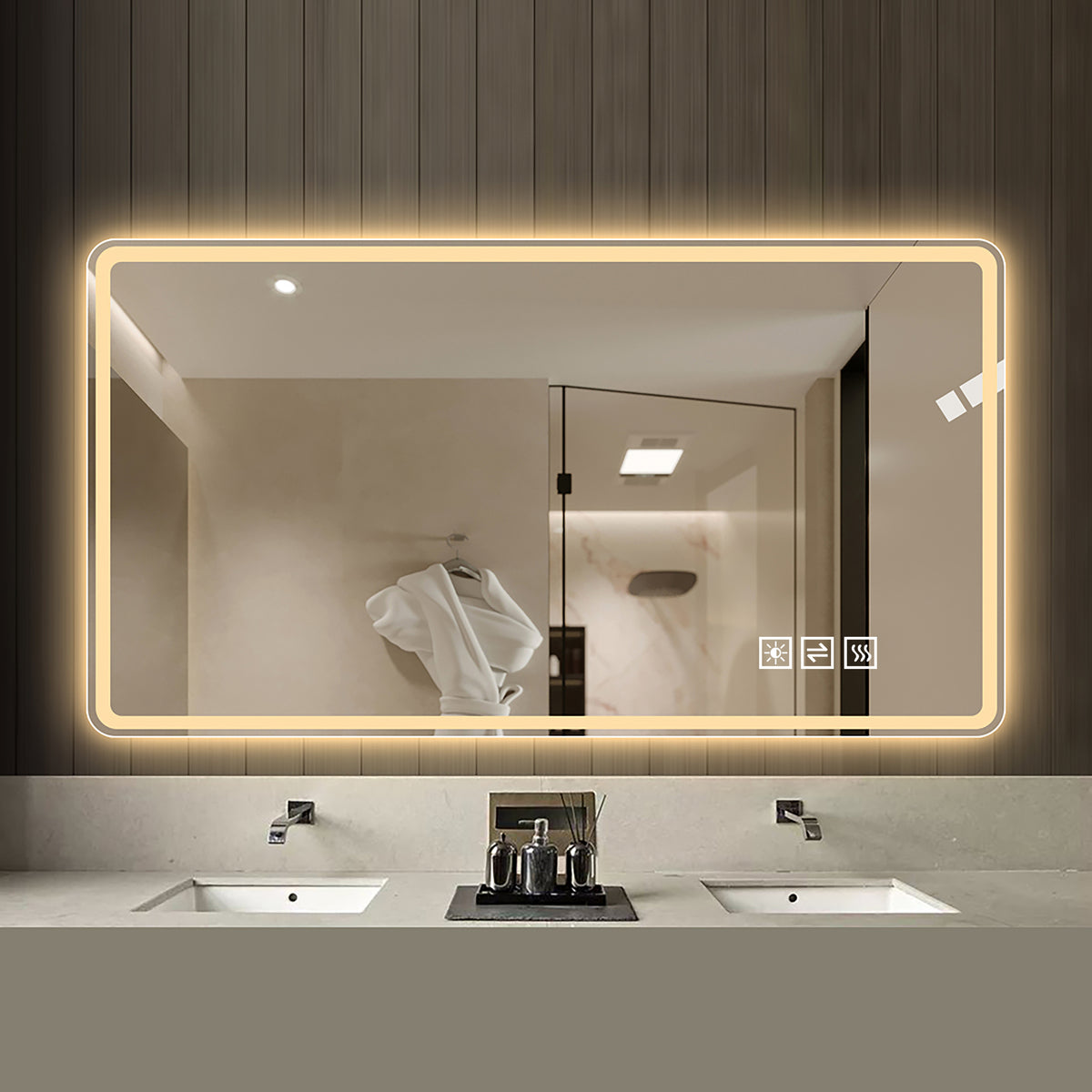 Frameless LED Bathroom Mirror 60x120cm - Anti-Fog Dimmable Glass