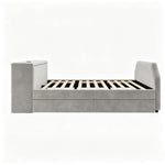 Children's Bed 140x200 with Desk & Guest Bed in Grey Velvet