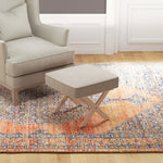 Ottoman Upholstered Bench Footstool with Padded Seat Wooden Footrest, Cream White