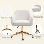 Office Chair, Height-Adjustable Swivel Recliner Steel Frame, Cream White Velvet