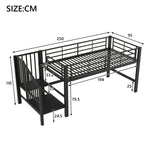 Semi-High Loft Bed 90x200 Storage Stairs Black