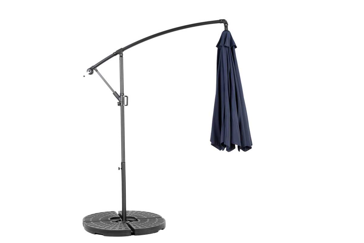 Outdoor Umbrella Rectangular 14.8 Ft Double Sided with Crank, Navy Blue