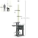 Cat Tree, Multi-Level with Play Balls, Hammock, Sisal Posts, Dark Grey