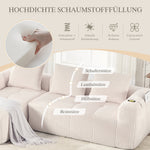 Compact Modular Sofa with Side Pocket, Cup Holder & 3 Cushions - Corduroy Beige