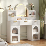 Large Dressing Table with LED Mirror, 3 Drawers & Shelves, White