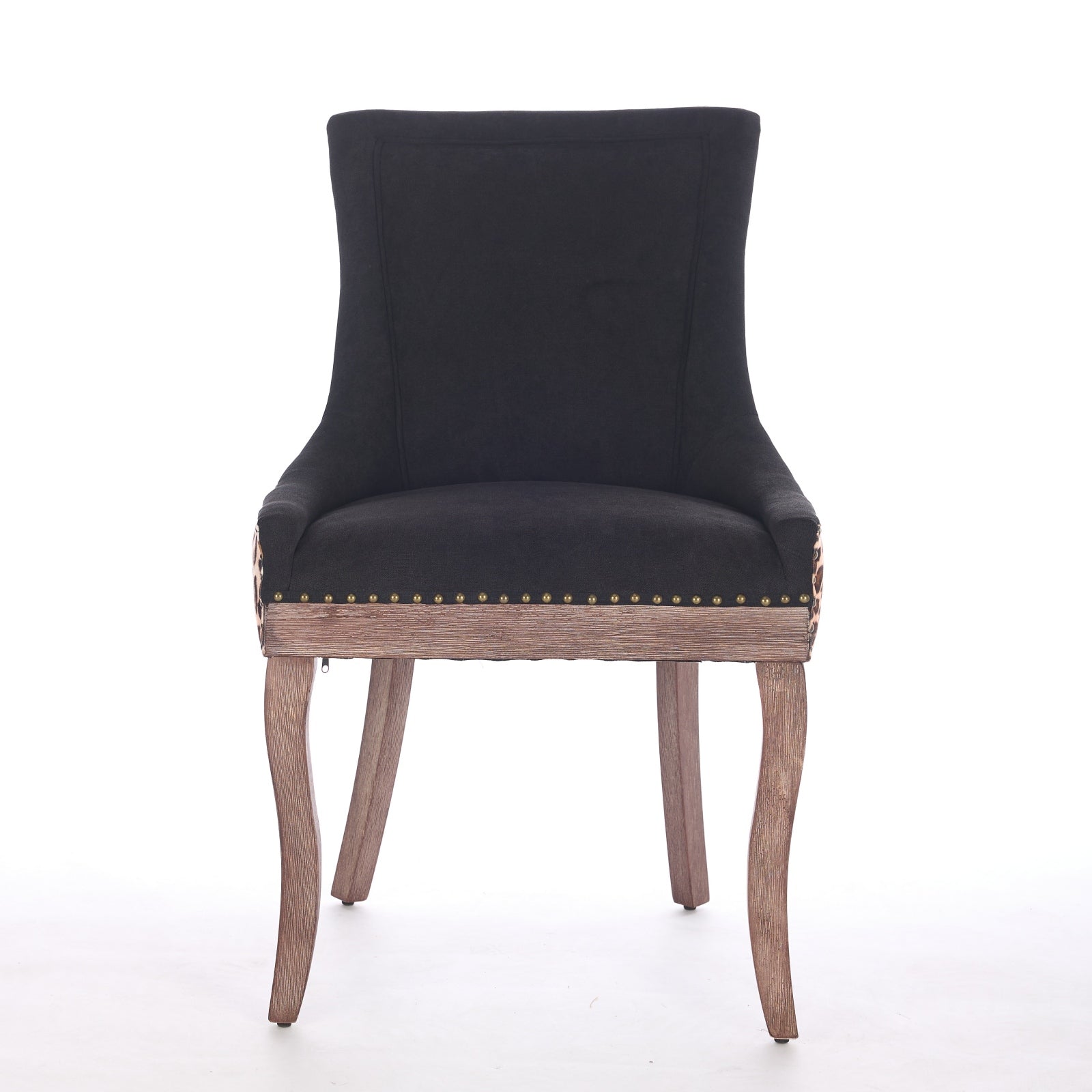 Ultra Side Dining Chair, Set of 2, Thick Fabric, Solid Wood Legs, Leopard Print Fabric
