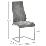 Dining Chairs, Set of 4 Kitchen Chairs with Backrest, Velvet-Touch Grey