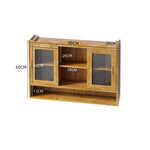 Retro 2 Door Sliding Cabinet 90CM Three Layers Storage Space, Natural Finish