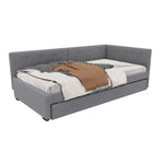 Daybed with Rollaway Bed, 90x200cm Single Sofa Bed and Lattenrost, Grey Velvet