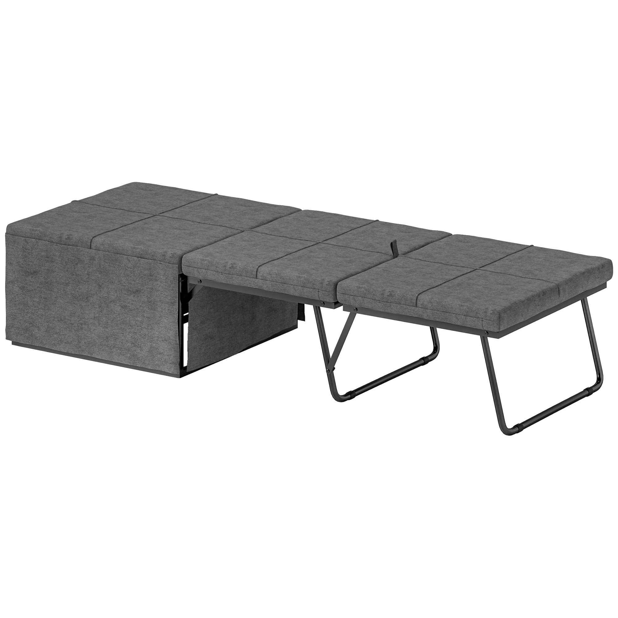Folding Bed, 8cm Foam Mattress, 120 kg Capacity, Grey Metal