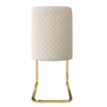 Velvet Dining Chair Set of 2 Diamond Back Gold Legs - Beige