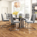 Velvet Dining Chair Set of 2 Diamond Back Silver Legs - Grey