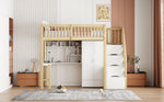 Loft Bed, 90x200 Wardrobe, Shelf, Table, Storage Stairs, Wooden