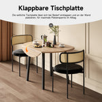 Folding Dining Table, Round 100x100cm, 2-4 Person, Metal Legs, Folding Top, Oak Color