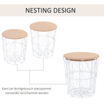 Coffee Tables, Set of 2, Side Table, MDF Metal, Natural White