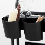 Serving Cart, 3-Tier Storage with Hooks, Steel Black