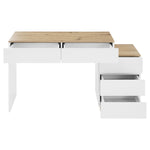 Desk and Dressing Table with 5 Storage Drawers, White and Oak