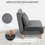 Sofa Bed 2-Seater Foldable Adjustable Backrest, Grey Velvet