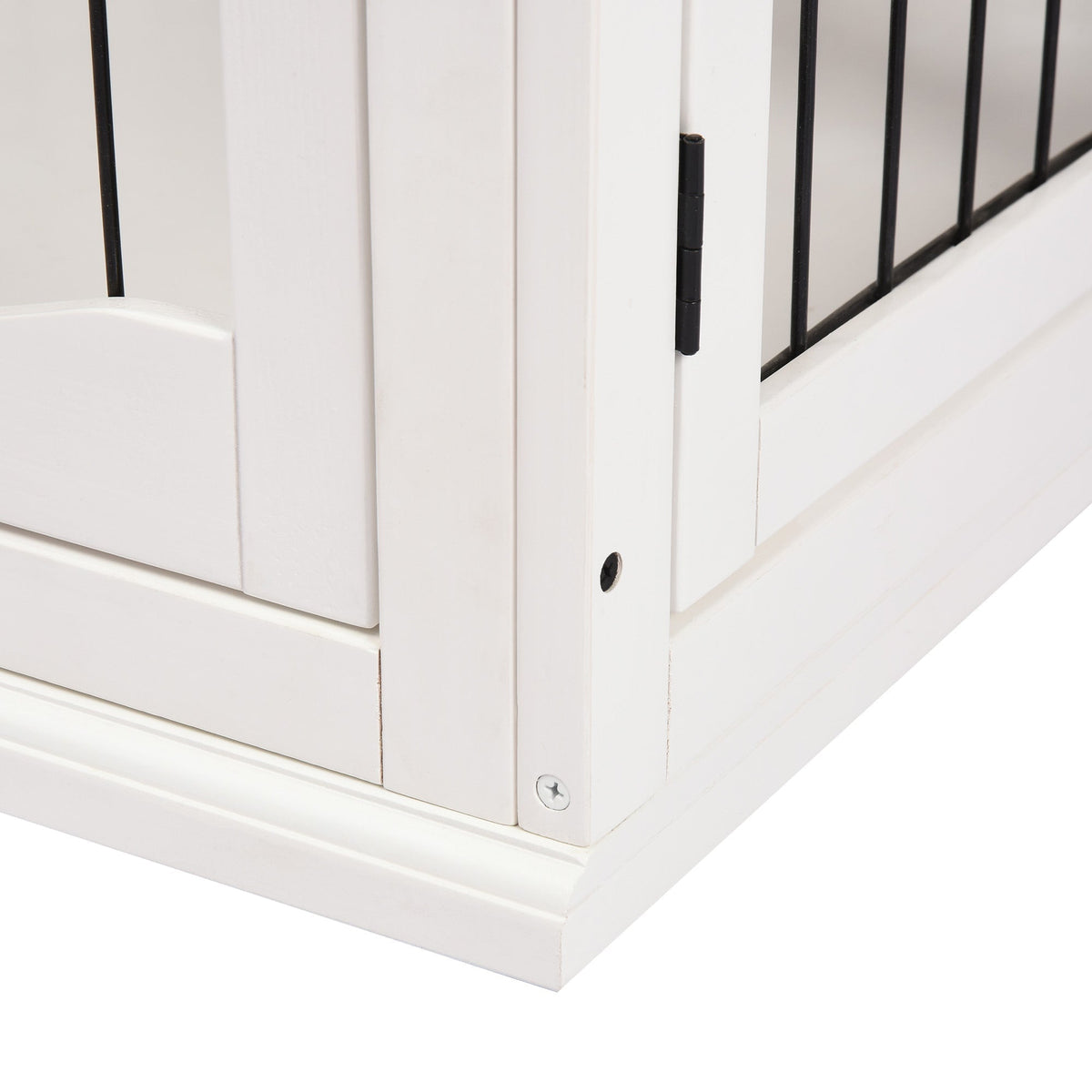 Dog House, Transport Box Small Animal Cage, MDF & Metal in White