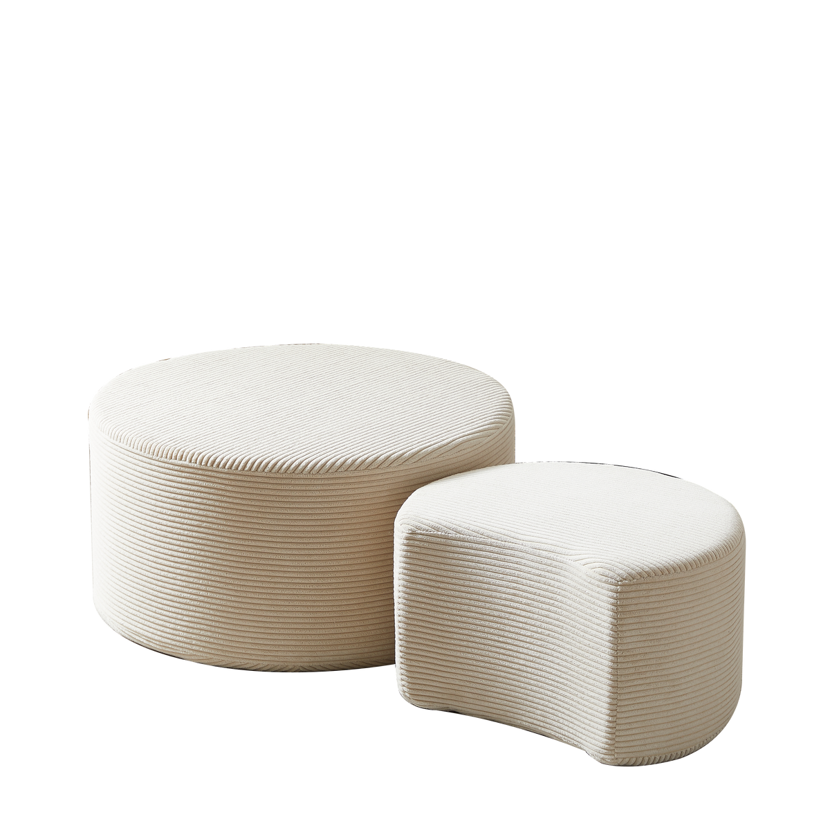 Coffee Table Set, 2-Piece Upholstered Round for Living Room, Foam