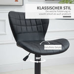Bar Stool Set of 2, Retro Design 360° Swivel Height Adjustable, Black Leather