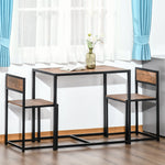 Dining Set with 2 Chairs, Kitchen Table Group, Metal and Natural Wood