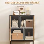 Sideboard Push-to-Open Doors Metal Legs - Black/Natural Wood
