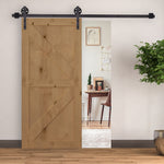 Sliding Door Hardware Kit, 183 cm Complete Set, Carbon Steel Dark Brown
