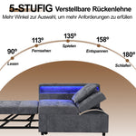 Upholstered Sleeper Sofa 3-in-1 Multifunctional Adjustable LED USB Ports Linen Fabric