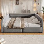 Upholstered Platform Bed 140x200 with Hydraulic Storage & LED, Grey