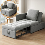 Upholstered Sofa Bed 3-in-1 Multifunctional Adjustable Backrest, Linen Fabric