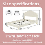Modern Minimalist Soft Bed with 160x200cm Mattress, Beige