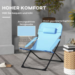 Folding Chair Adjustable Backrest Camping Pillow Mesh Blue