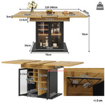 Telescopic Dining Table, Extendable Kitchen Table for 4-6, Space-Saving, Brown Glass