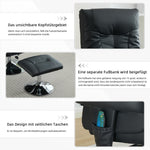 024 Recliner Chair, 5-Point Massage, Electric Heat & Footstool, 360° Swivel, Black PU Fabric
