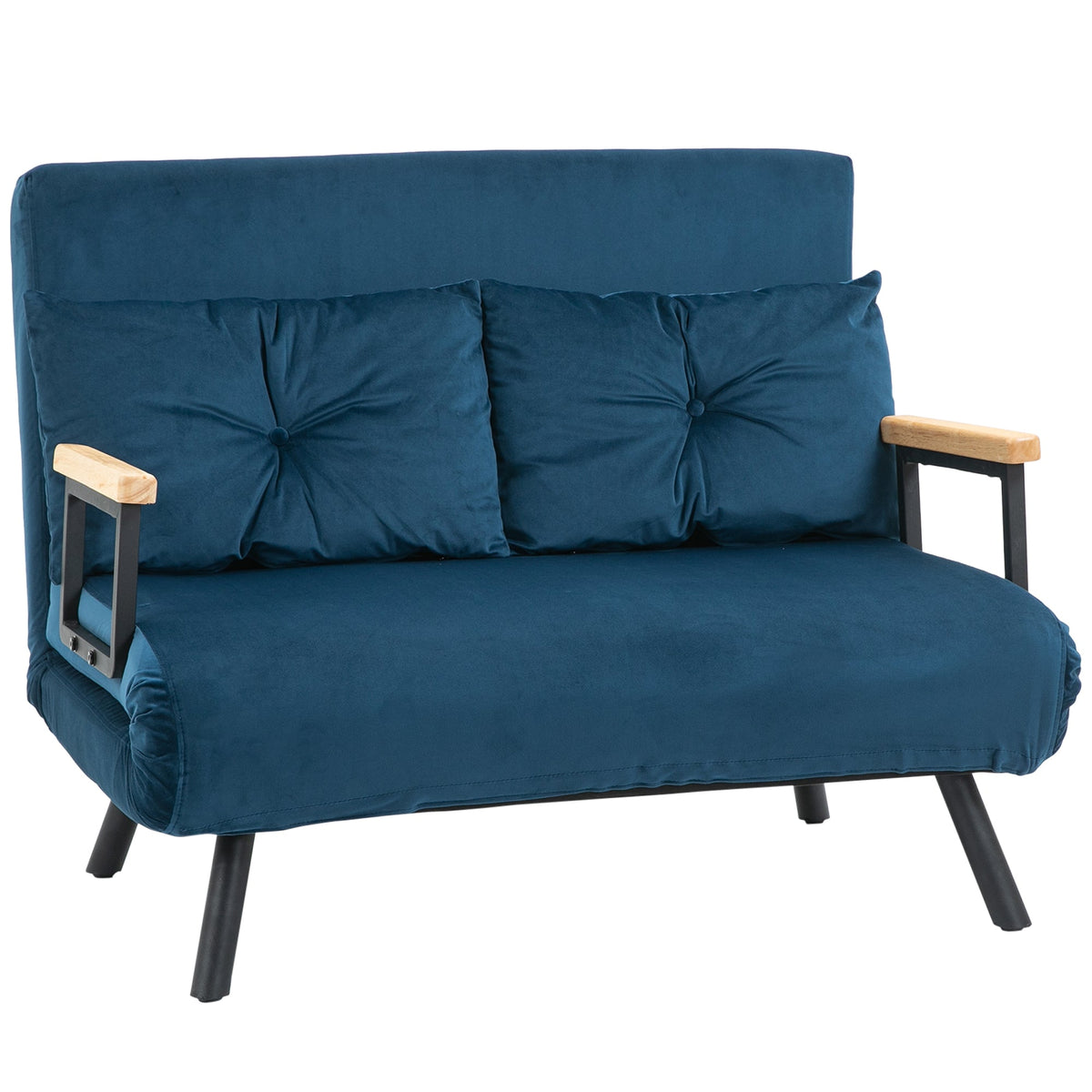 Sleeper Sofa Recliner, Fold-Out Bed Adjustable Backrest, Velvet Blue