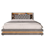 Upholstered Bed 160x200 with Storage & LED, Dark Gray Velvet