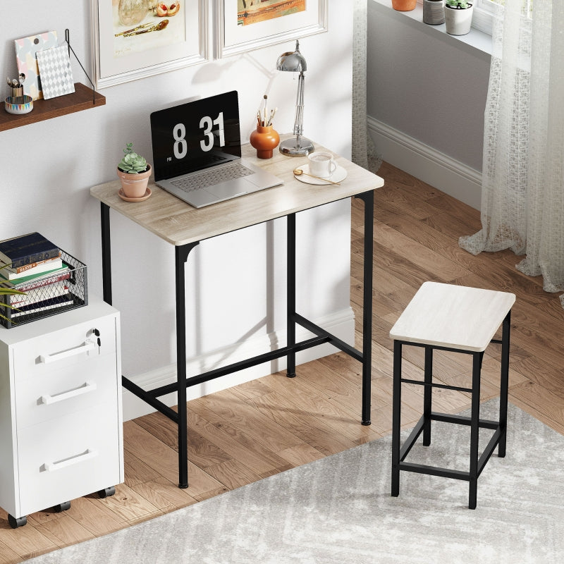 Bar Table Set, Dining with 2 Chairs, Non-Slip, Natural Wood