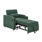 3-in-1 Light Luxury Sofa Bed with Slide-to-Transform Design and USB Charging, Green