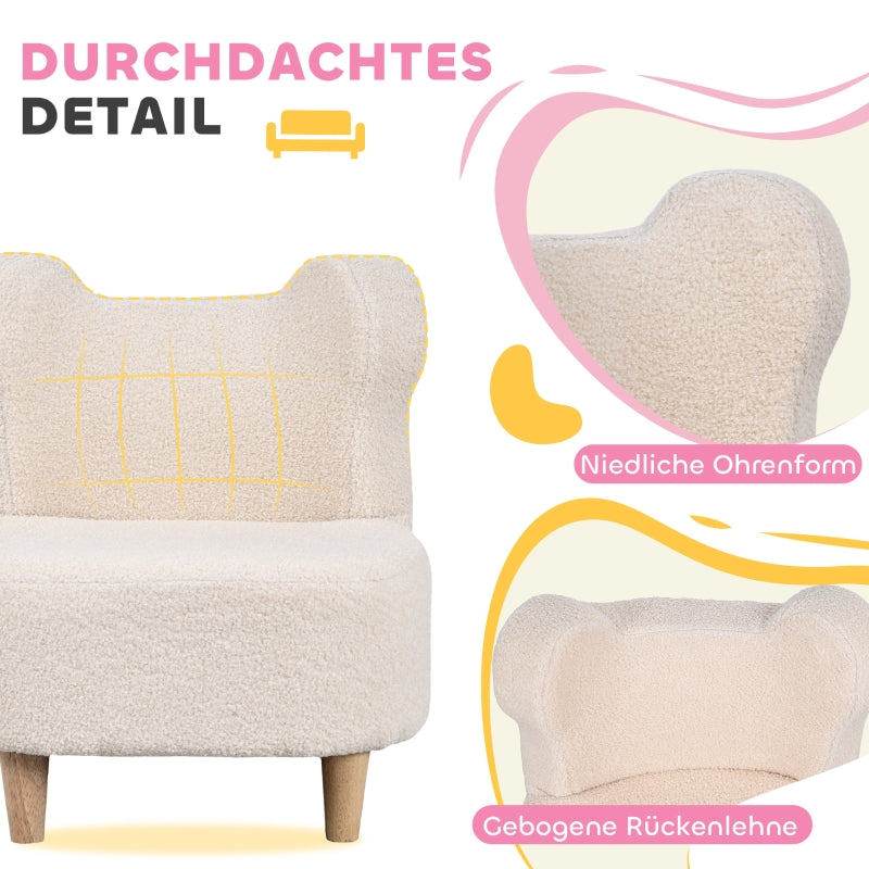 Children's Armchair, Bear Ears, Foam, Beige