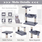 Climbing Tree Cat Tree, Sisal Plush Hammock, Grey Chipboard