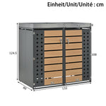 Garbage Can Enclosure with Lockable Four Doors and Planting Area, Horizontal Wood Grain Panels