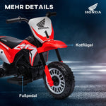 Honda Electric Children's Motorcycle with Sound Effects and 3 km/h Speed for 18-36 Months, Red